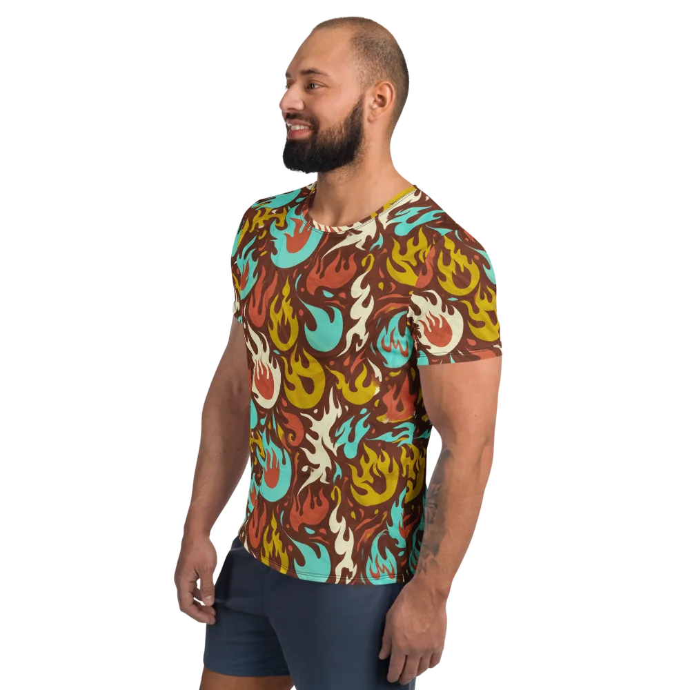 Turquoise Heat on Men's Athletic T-Shirt — Left