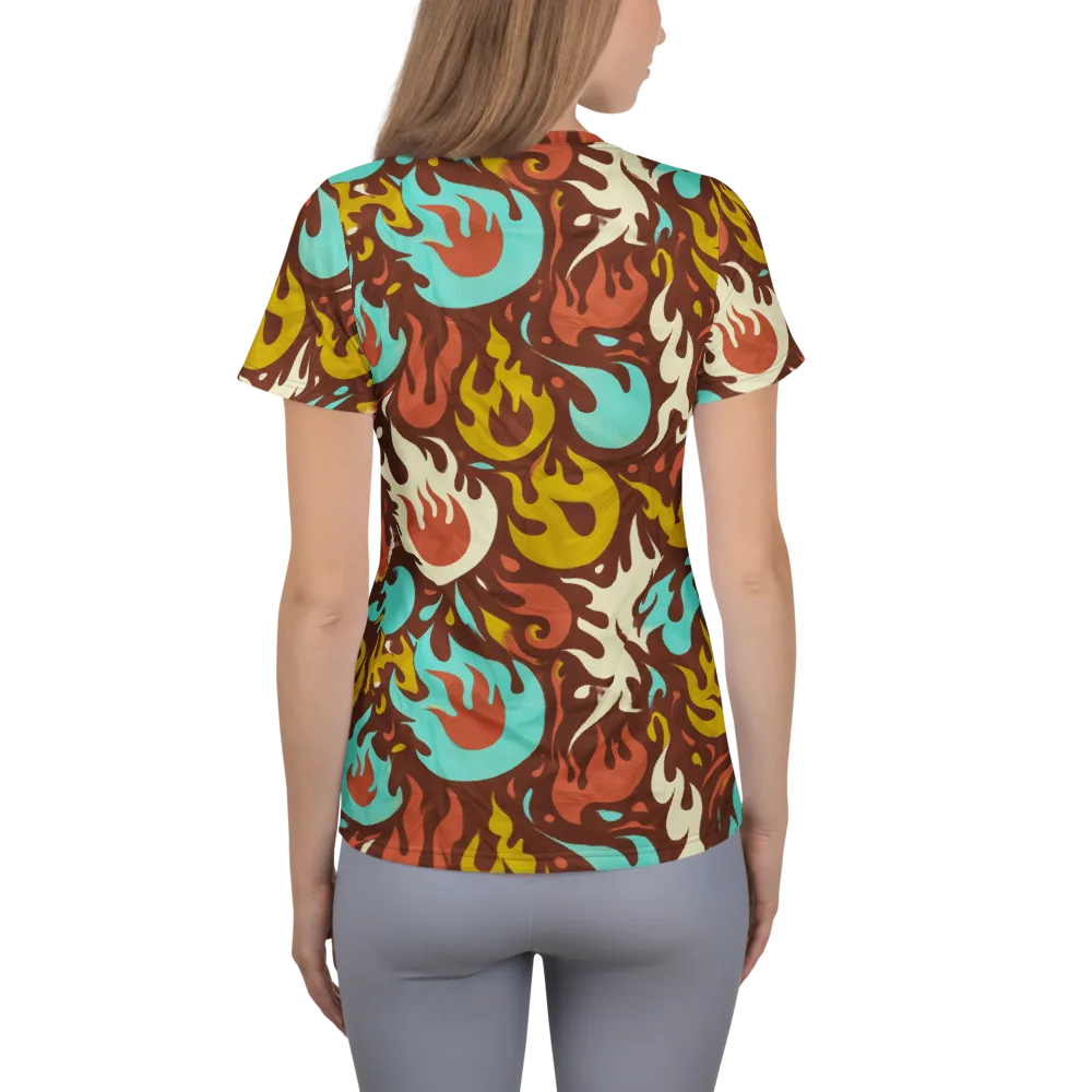 Turquoise Heat on Women's Athletic T-Shirt — Back