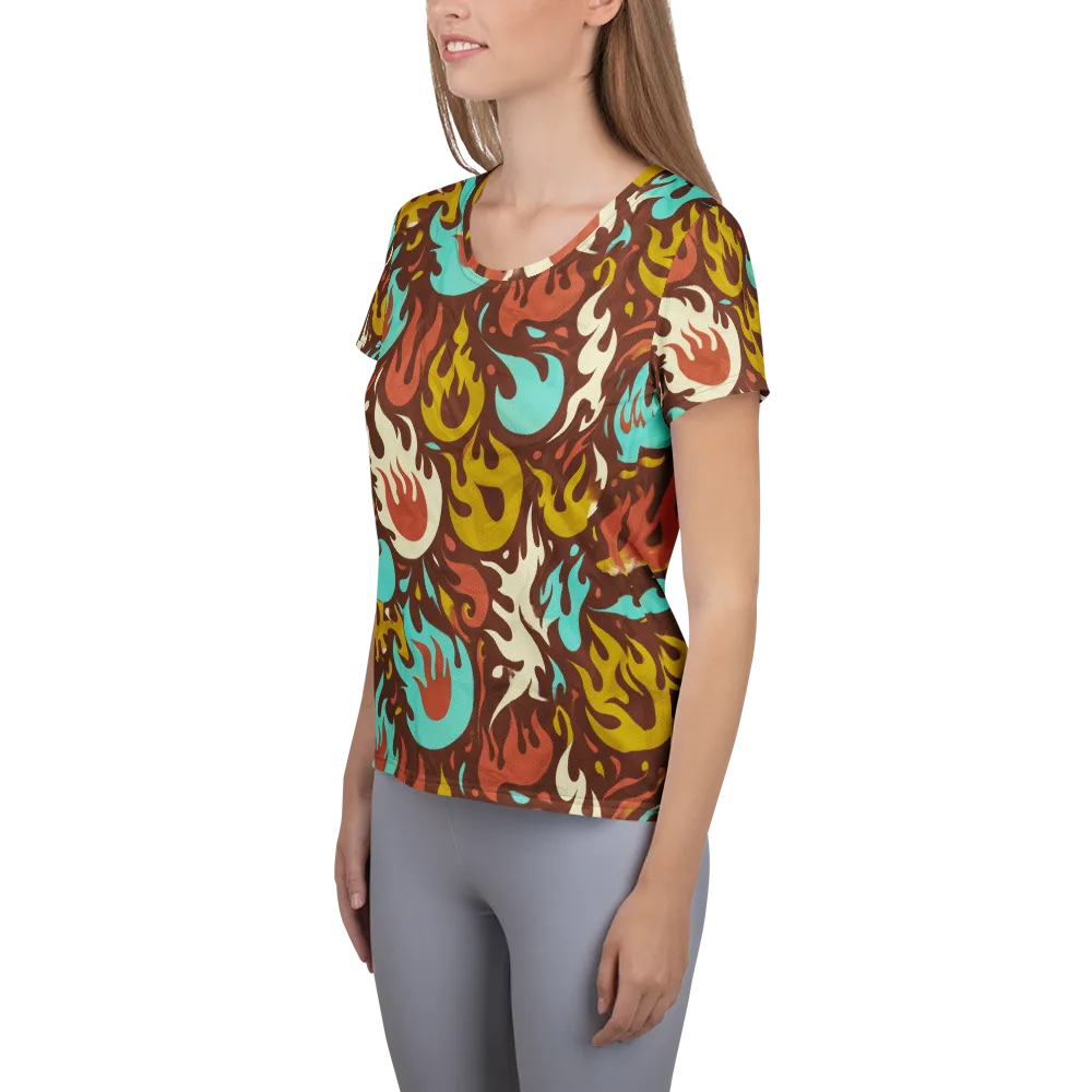Turquoise Heat on Women's Athletic T-Shirt — Left