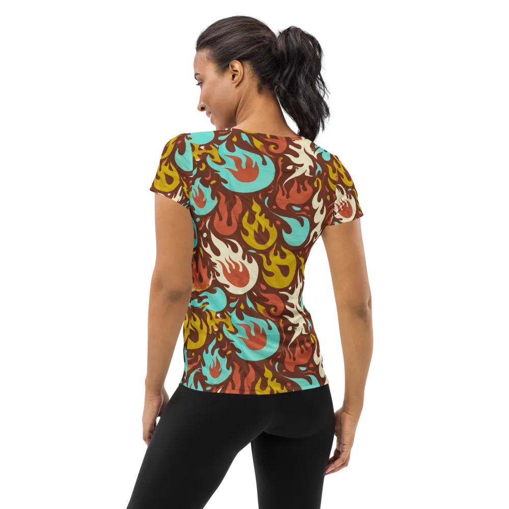 Turquoise Heat on Women's Athletic T-Shirt — Back