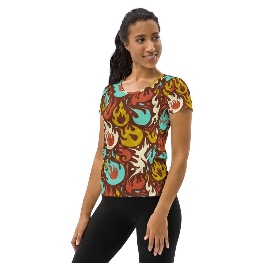 Turquoise Heat on Women's Athletic T-Shirt — Left