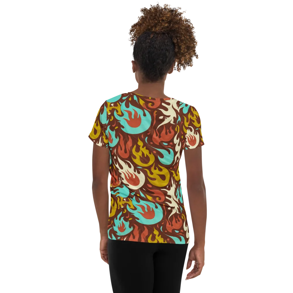 Turquoise Heat on Women's Athletic T-Shirt — Back