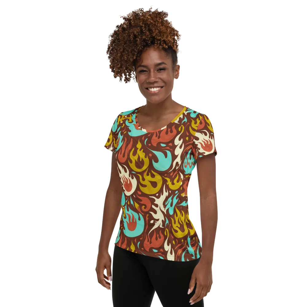 Turquoise Heat on Women's Athletic T-Shirt — Left