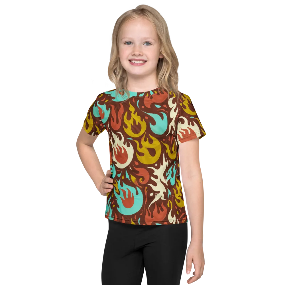 Turquoise Heat on Kids Crew Neck T-Shirt — Front