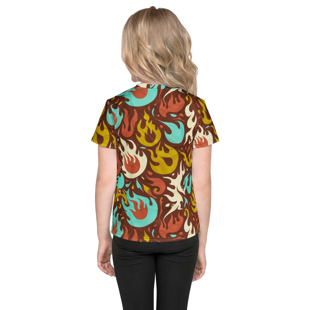 Turquoise Heat on Kids Crew Neck T-Shirt — Back