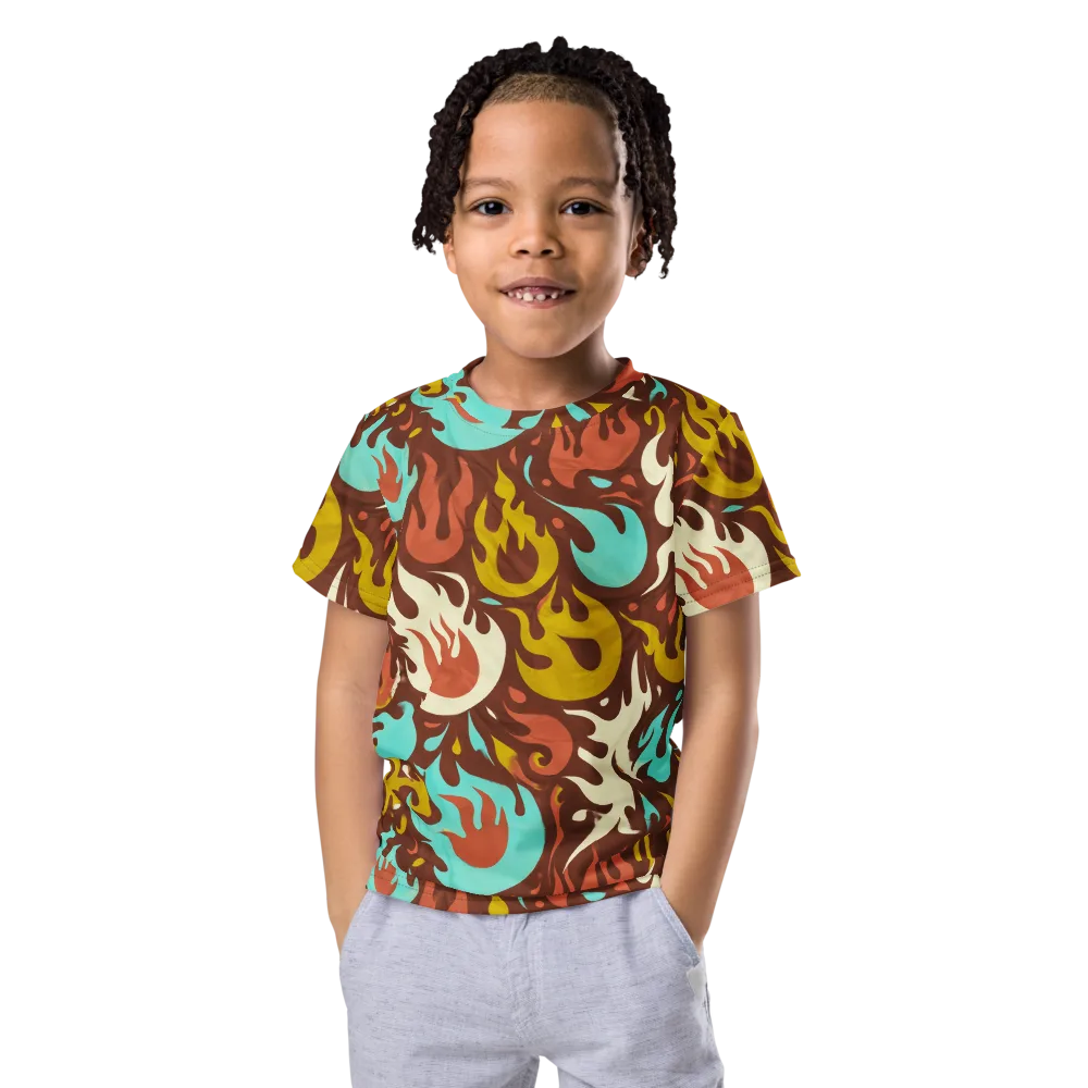 Turquoise Heat on Kids Crew Neck T-Shirt — Front