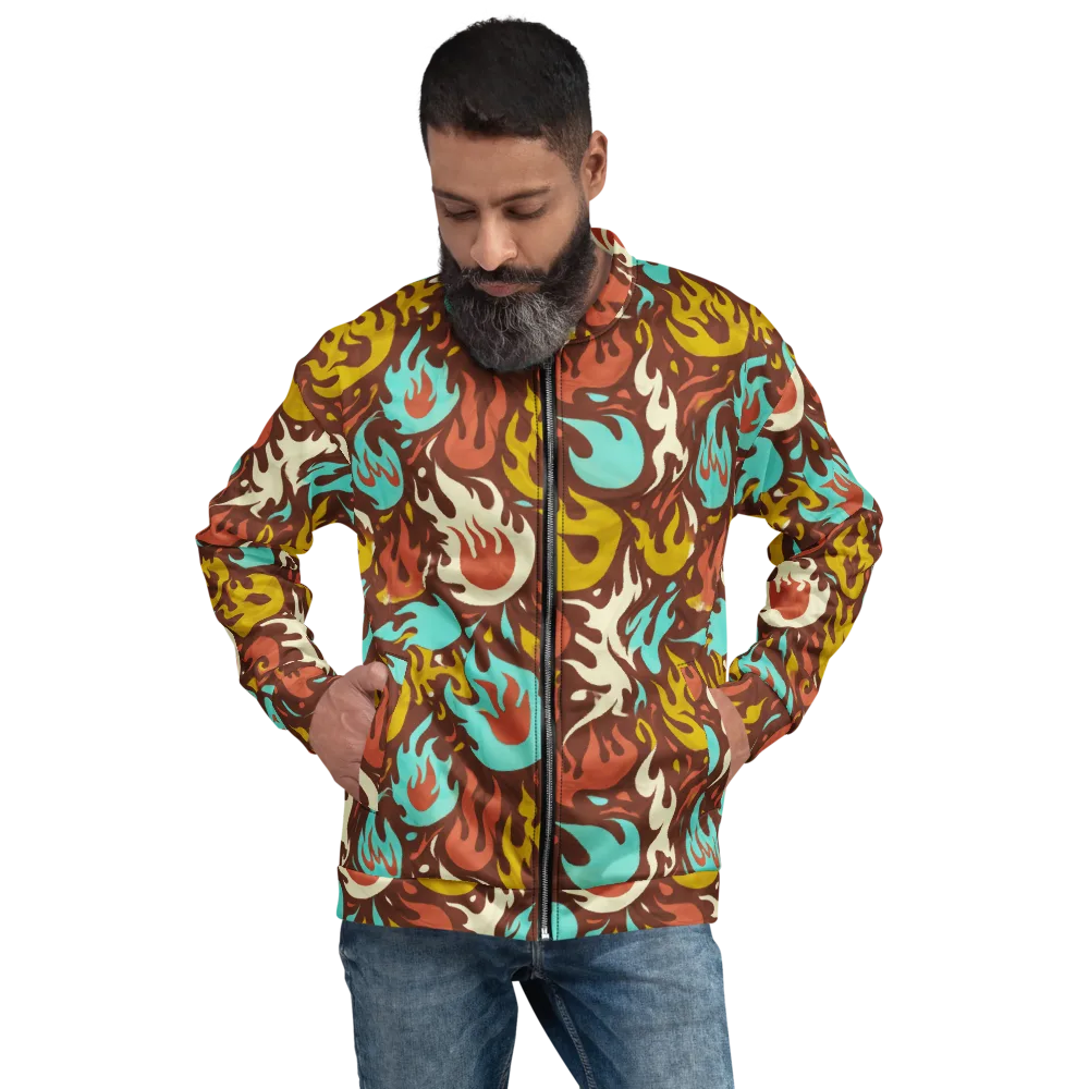 Turquoise Heat on Bomber Jacket — Front