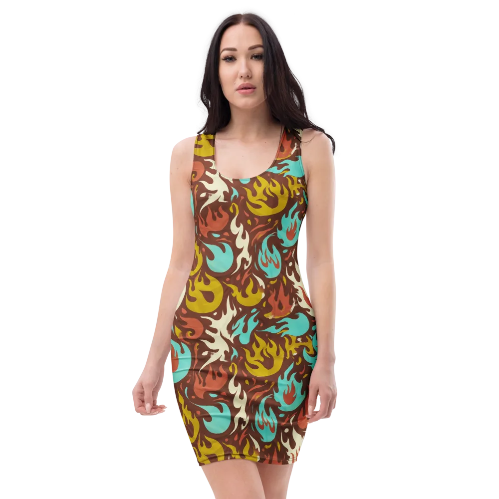 Turquoise Heat on Bodycon Dress — Front