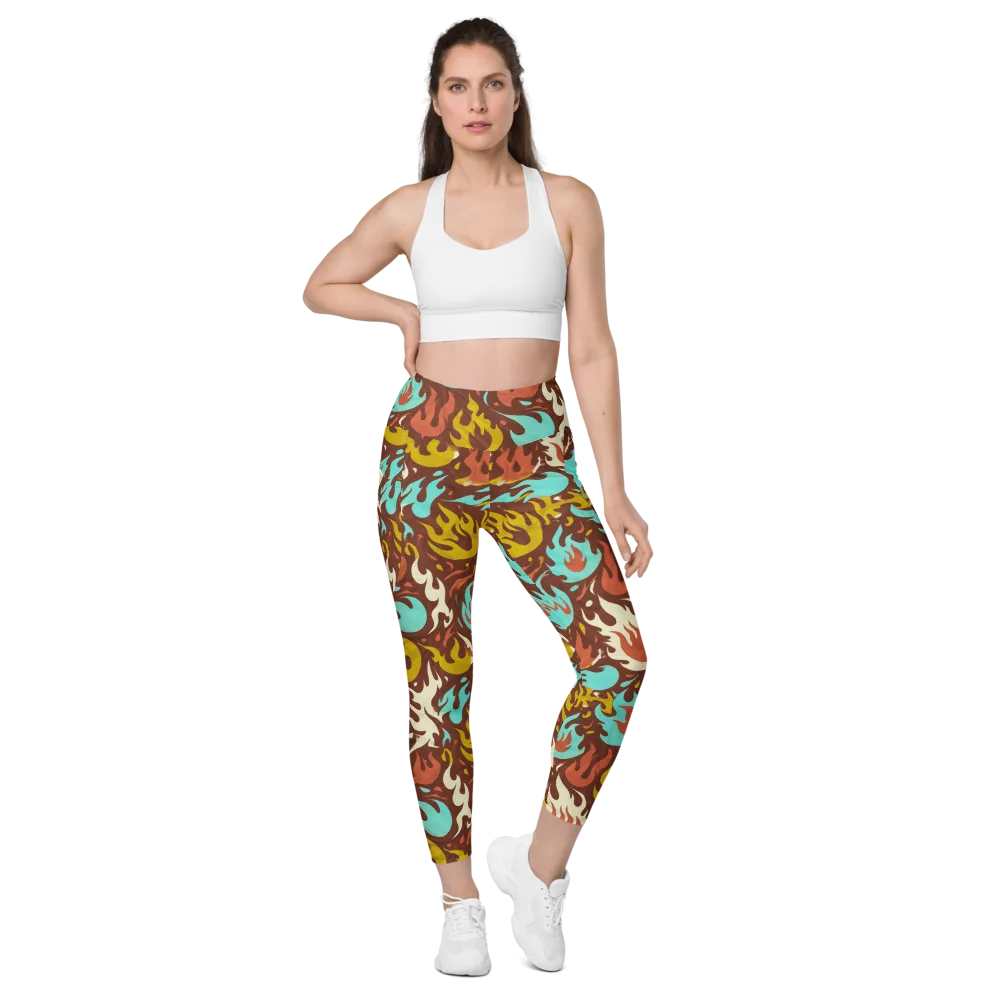Turquoise Heat on Leggings with Pockets — Front
