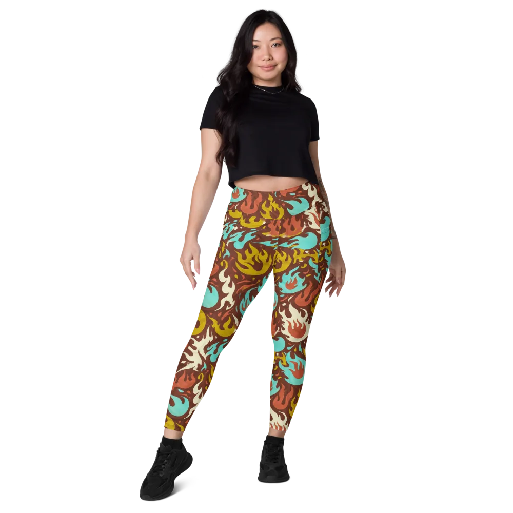 Turquoise Heat on Leggings with Pockets — Front