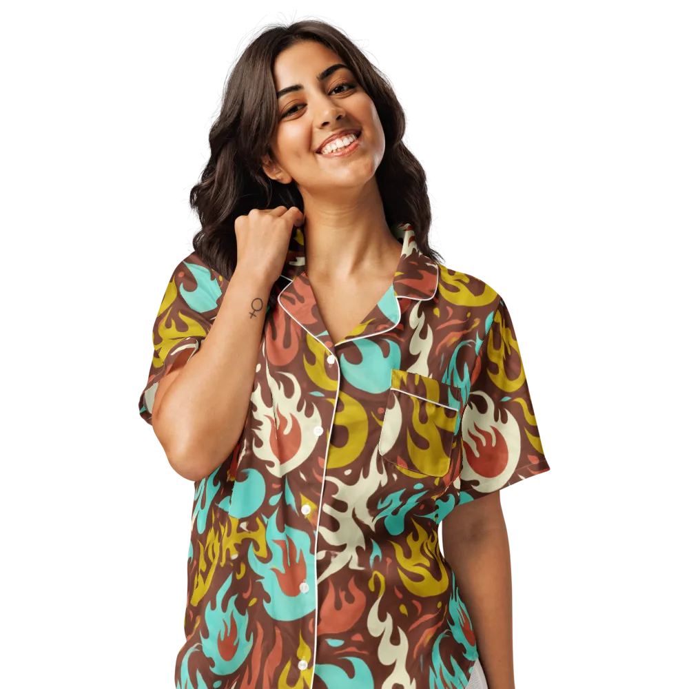 Turquoise Heat on Women's Short Sleeve Pajama Top — Front