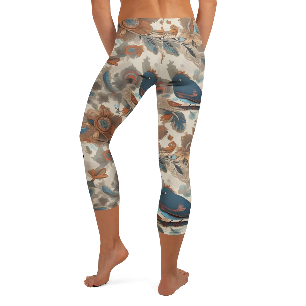 Cobalt Aviary on Capri Leggings — Back