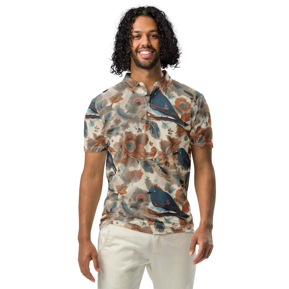 Cobalt Aviary on Men's Slim Fit Polo Shirt — Front