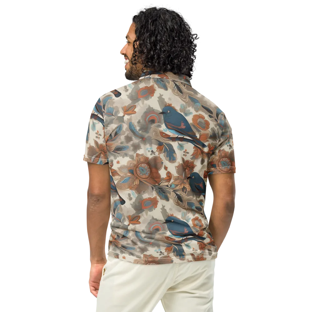 Cobalt Aviary on Men's Slim Fit Polo Shirt — Back