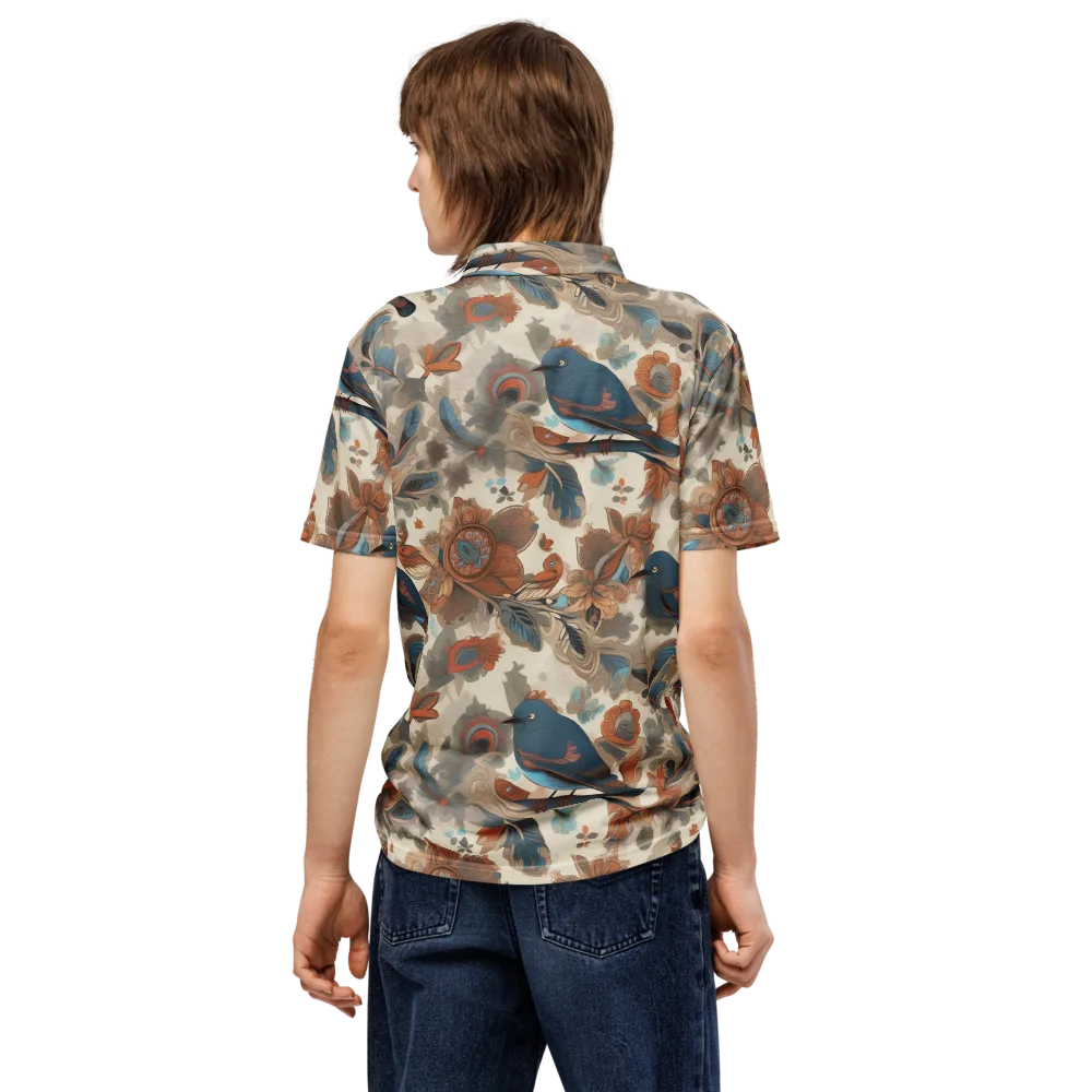 Cobalt Aviary on Men's Slim Fit Polo Shirt — Back