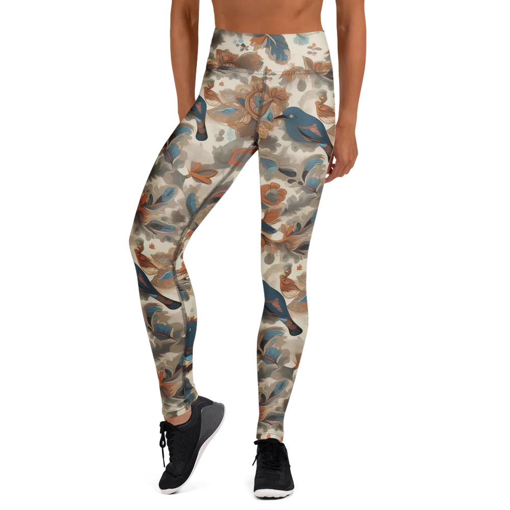 Cobalt Aviary on Yoga Leggings — Front