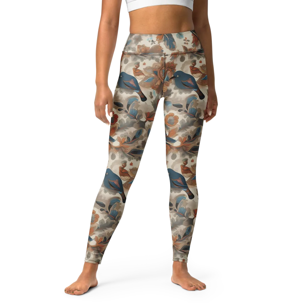Cobalt Aviary on Yoga Leggings — Front