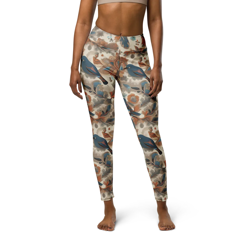 Cobalt Aviary on Yoga Leggings — Front