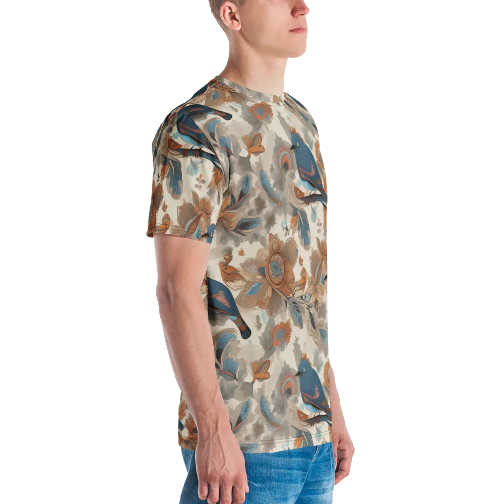 Cobalt Aviary on Men's Crew Neck T-Shirt — Right