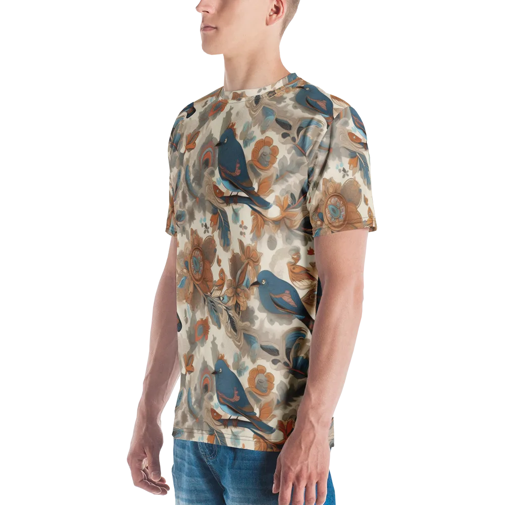 Cobalt Aviary on Men's Crew Neck T-Shirt — Left