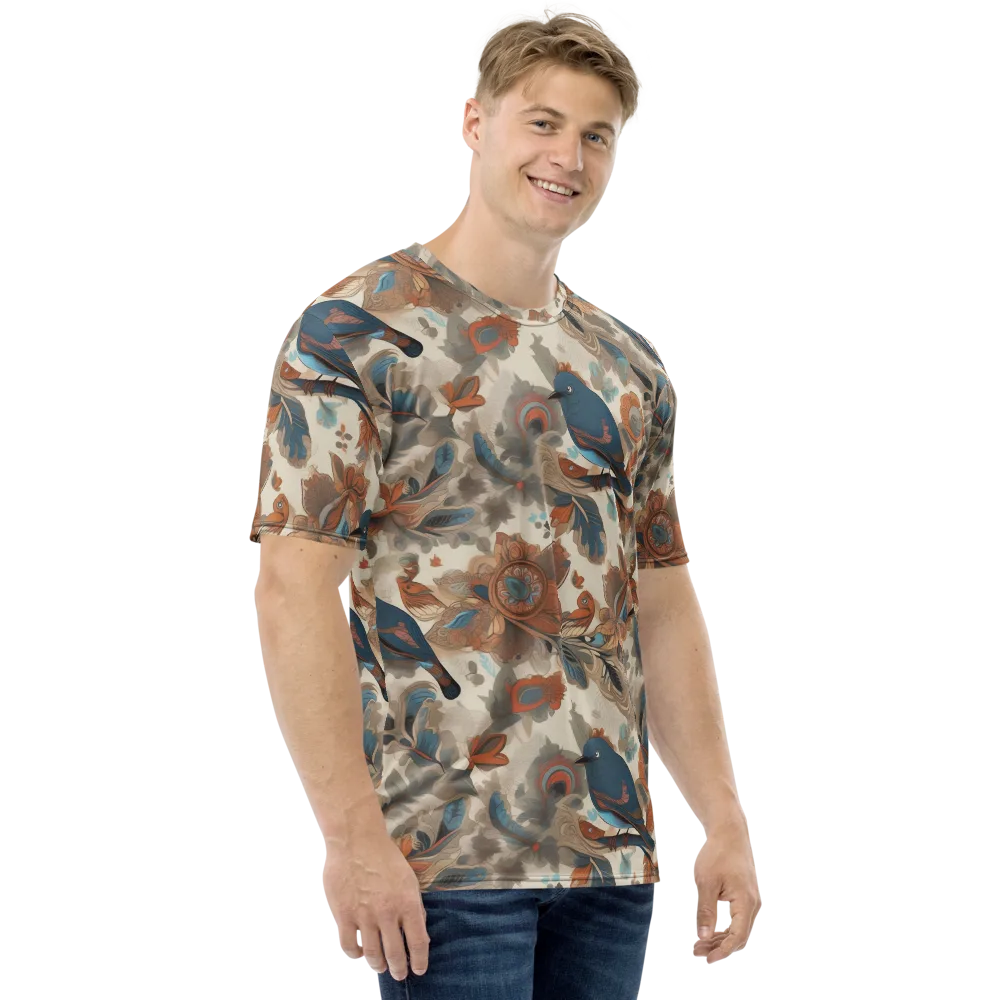 Cobalt Aviary on Men's Crew Neck T-Shirt — Right