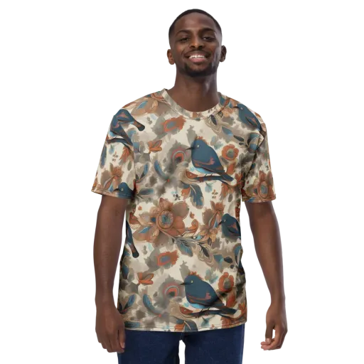 Cobalt Aviary on a Men's Crew Neck T-Shirt