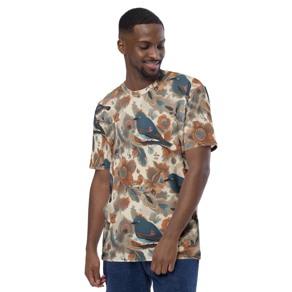 Cobalt Aviary on Men's Crew Neck T-Shirt — Left