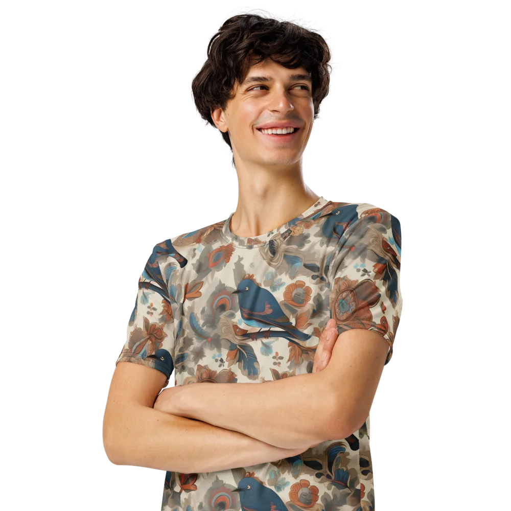 Cobalt Aviary on Men's Crew Neck T-Shirt — Left Front