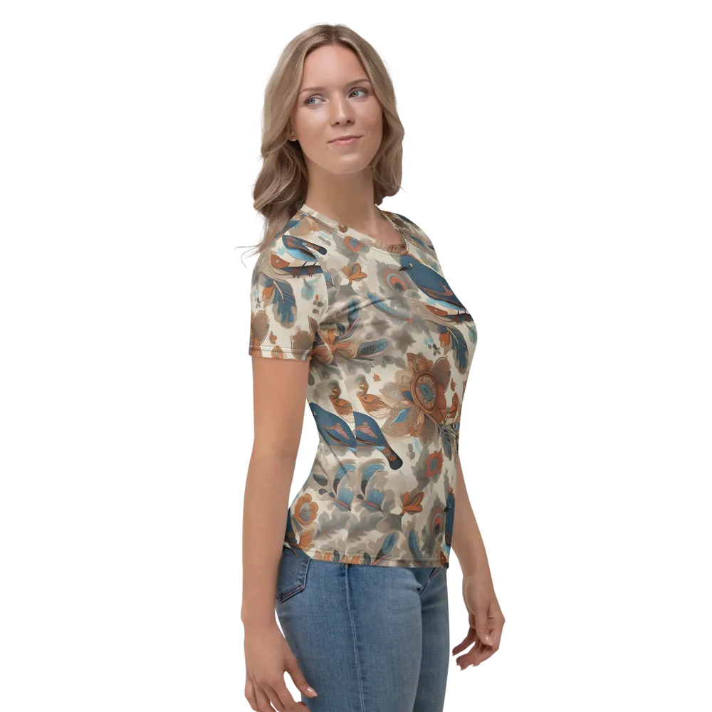 Cobalt Aviary on Women's Crew Neck T-Shirt — Right