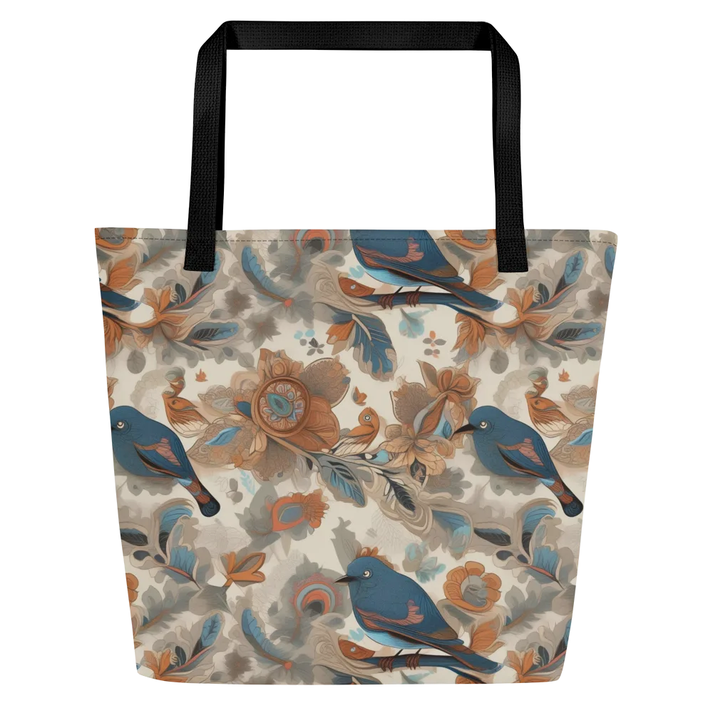 Cobalt Aviary on Large Tote Bag W/ Pocket — Front