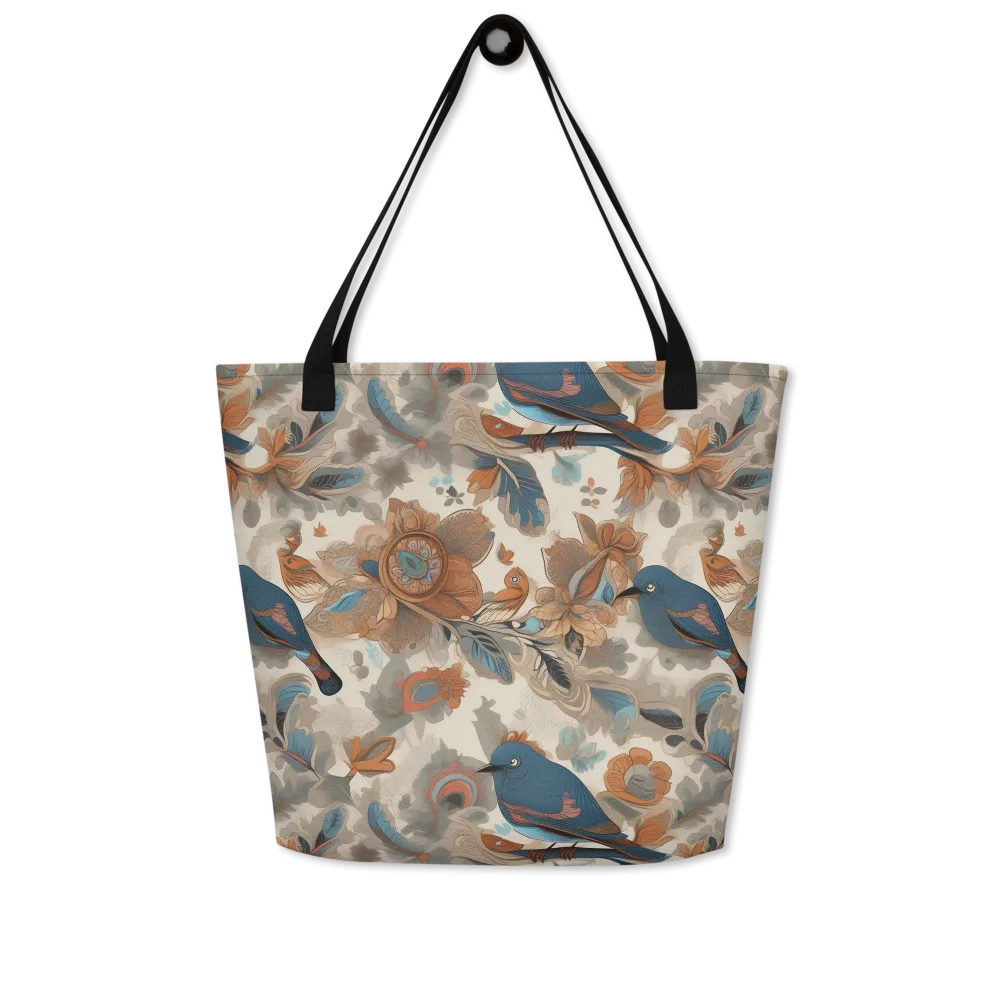 Cobalt Aviary on Large Tote Bag W/ Pocket — Front