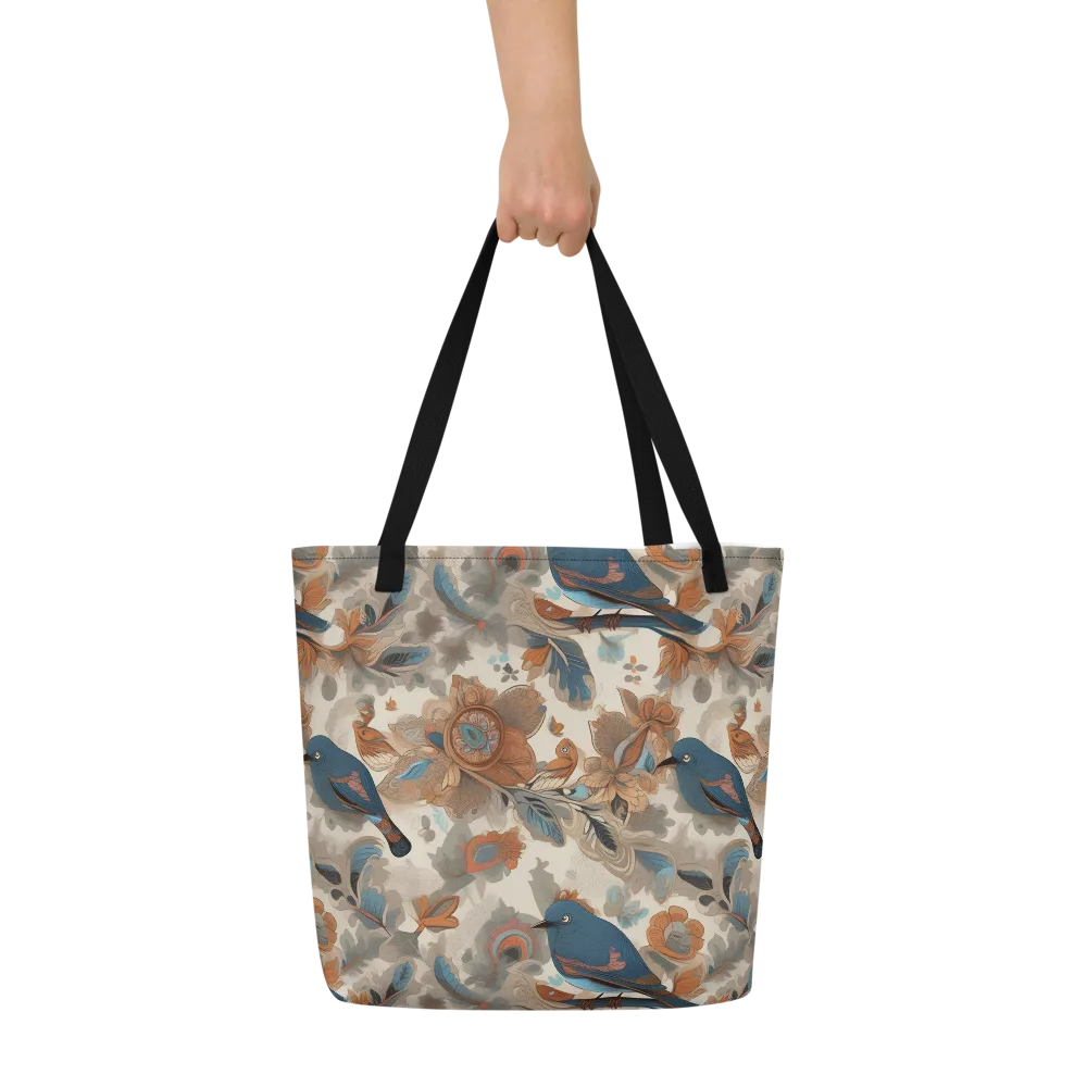 Cobalt Aviary on Large Tote Bag W/ Pocket — Front