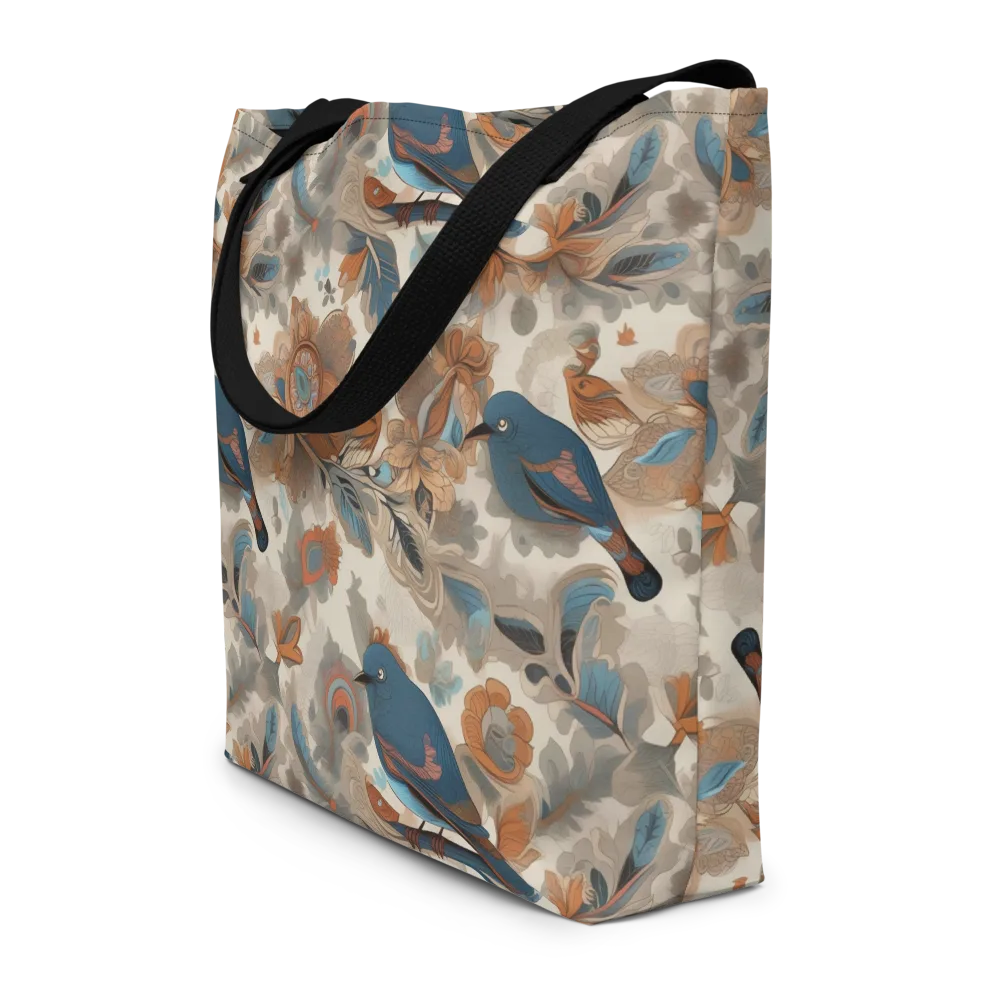 Cobalt Aviary on Large Tote Bag W/ Pocket — Front
