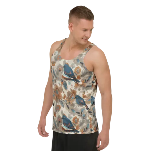 Cobalt Aviary on a Men's Tank Top
