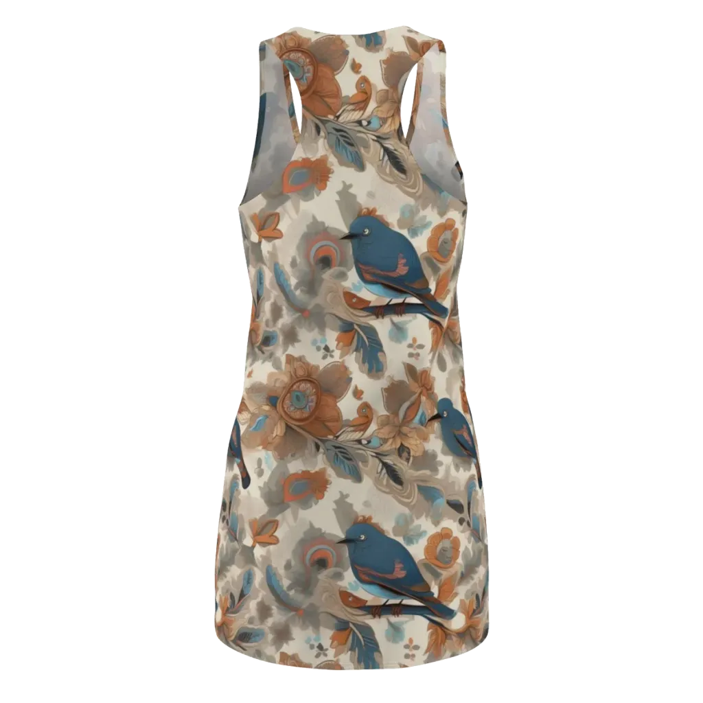 Cobalt Aviary on Racerback Dress — Back