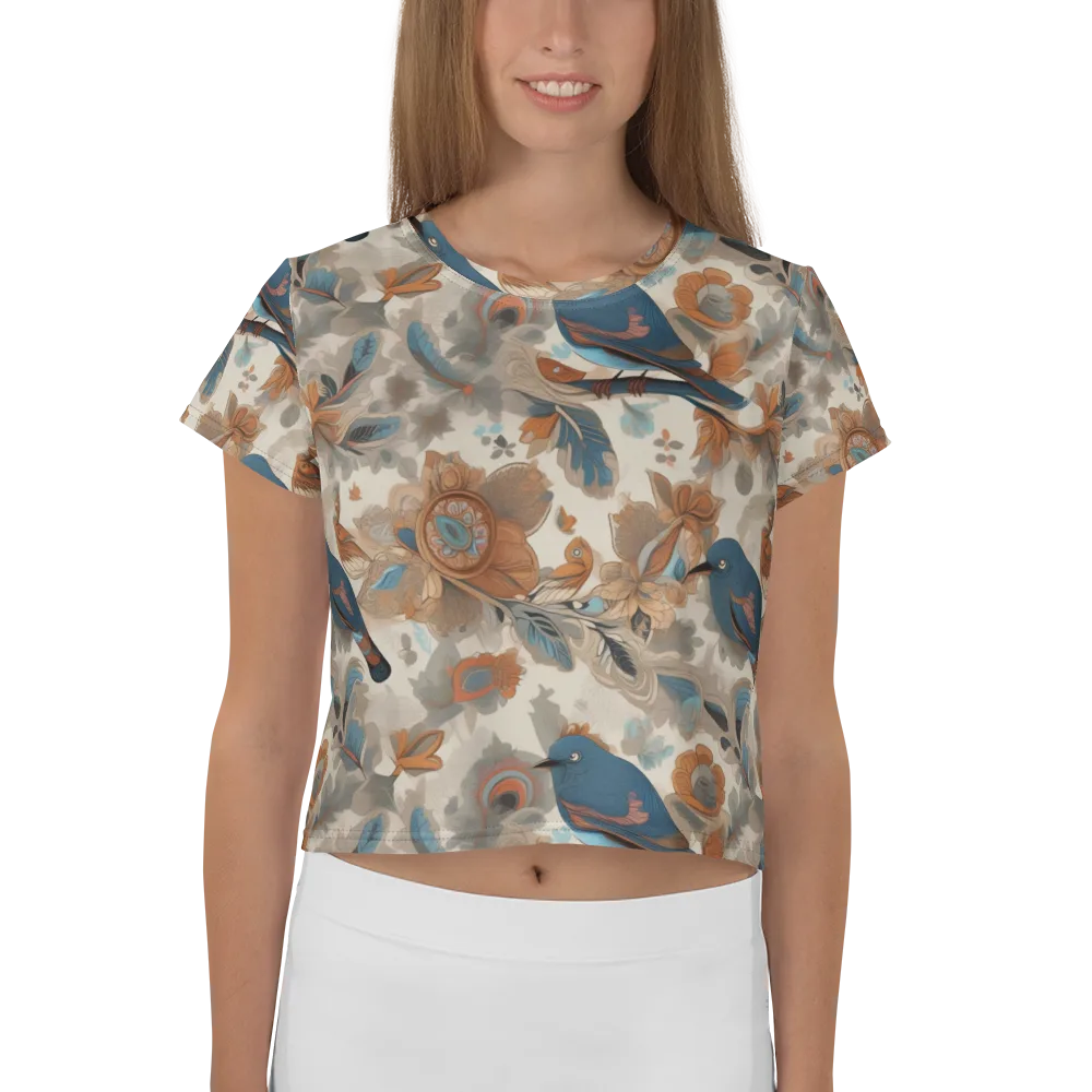 Cobalt Aviary on Crop Tee — Front