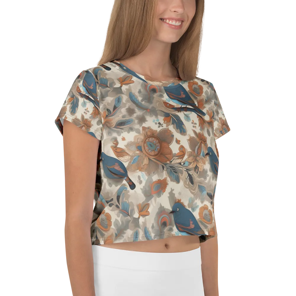 Cobalt Aviary on Crop Tee — Right
