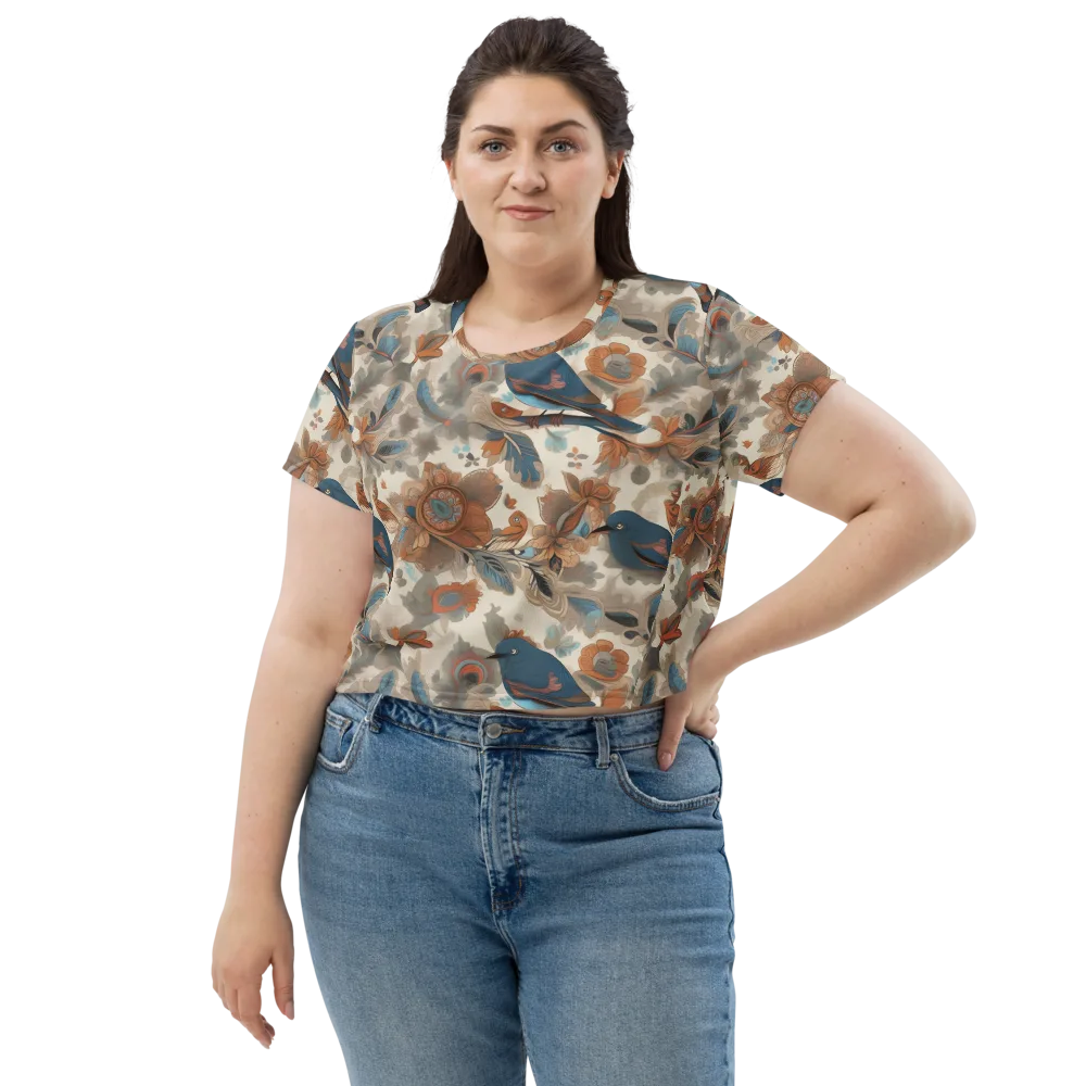 Cobalt Aviary on Crop Tee — Front