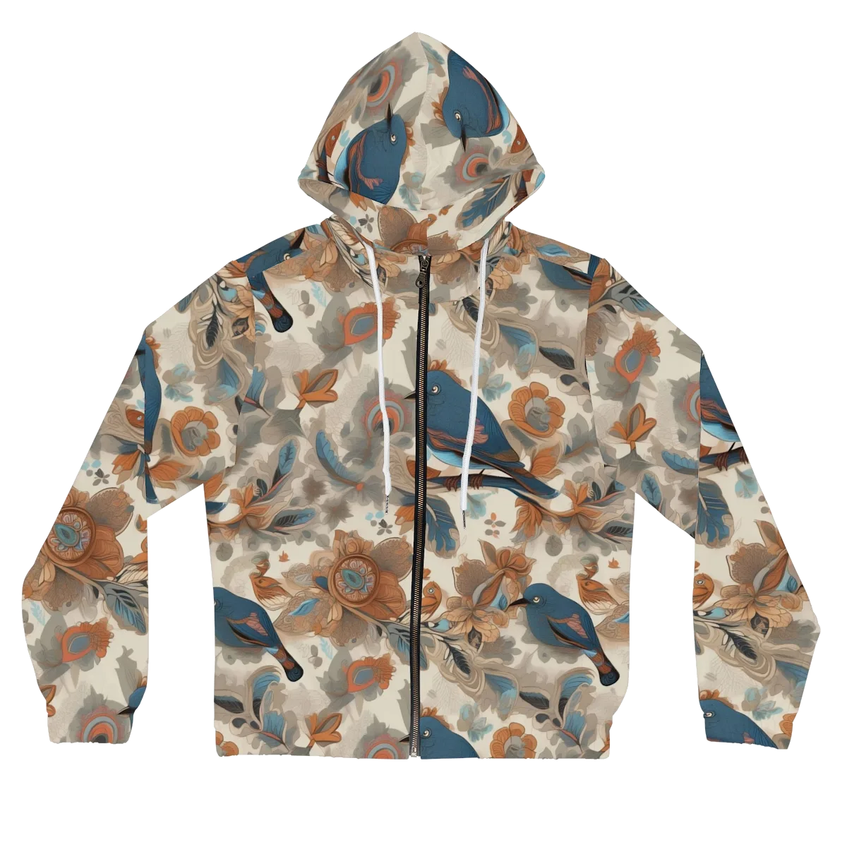 Cobalt Aviary on Women's Full-Zip Hoodie — Front