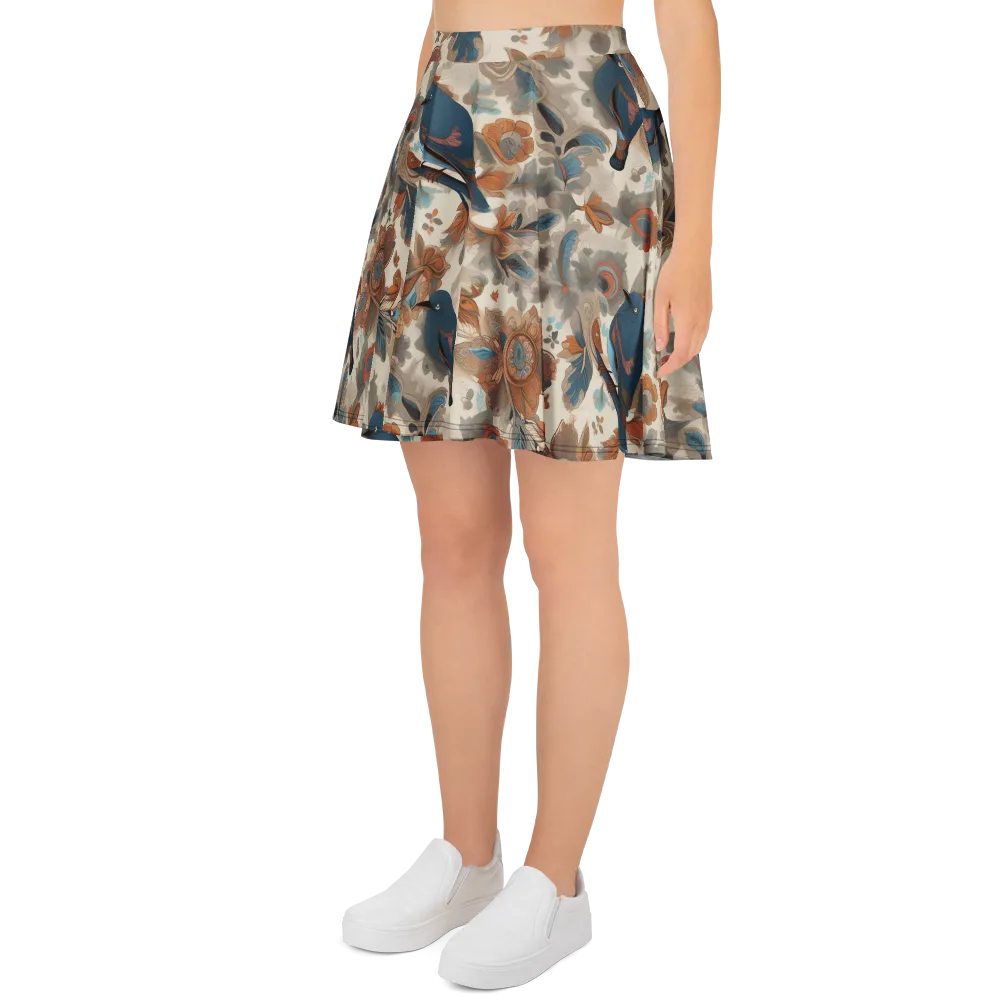 Cobalt Aviary on Skater Skirt — Left