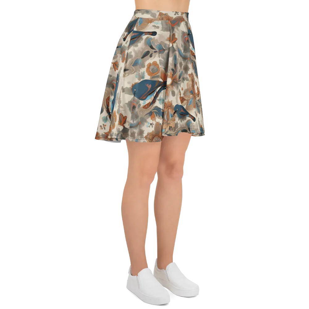 Cobalt Aviary on Skater Skirt — Right
