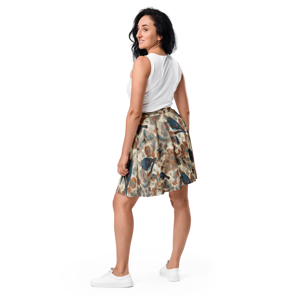 Cobalt Aviary on Skater Skirt — Back