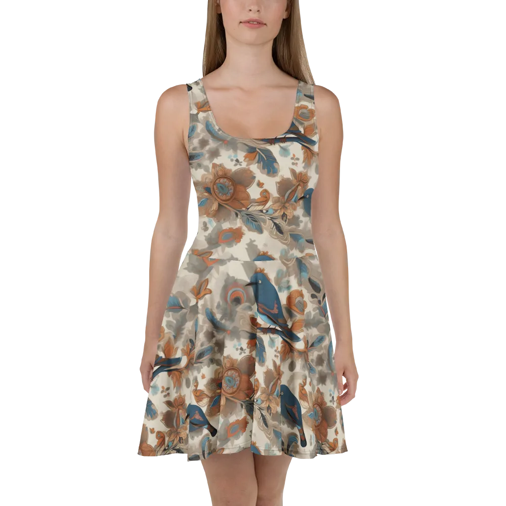 Cobalt Aviary on Skater Dress — Front