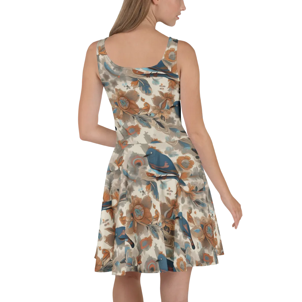 Cobalt Aviary on Skater Dress — Back