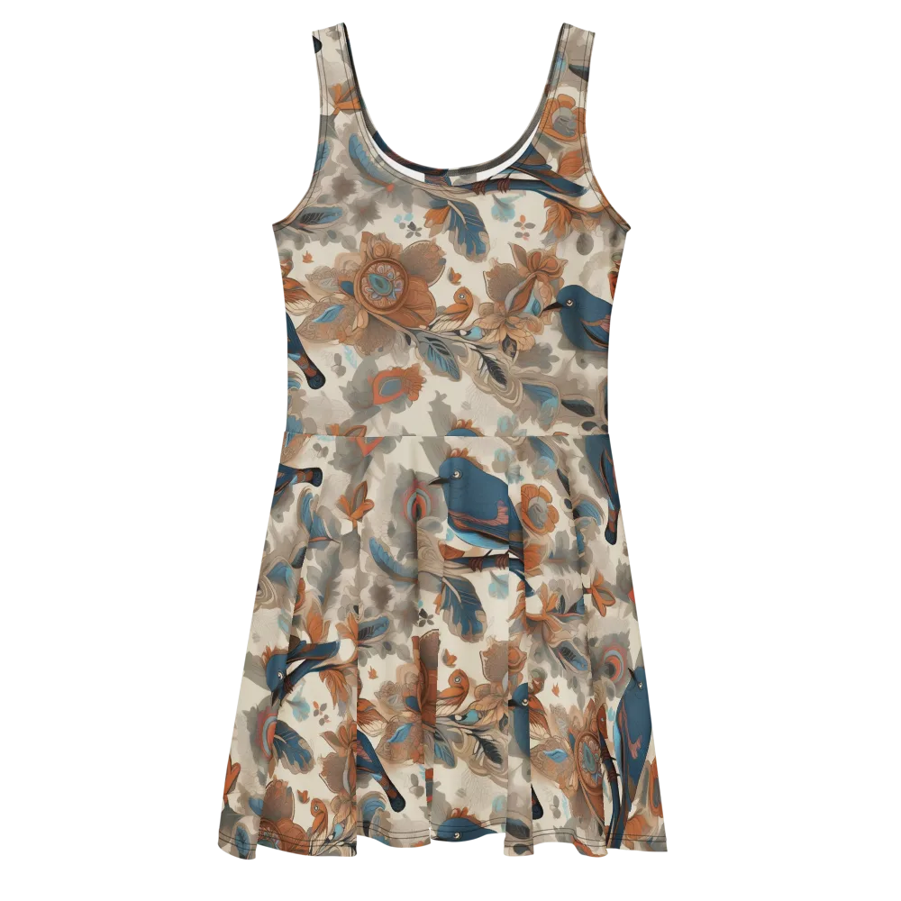 Cobalt Aviary on Skater Dress — Front