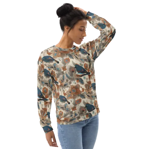 Cobalt Aviary on a Sweatshirt