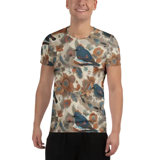 Cobalt Aviary on a Men's Athletic T-Shirt