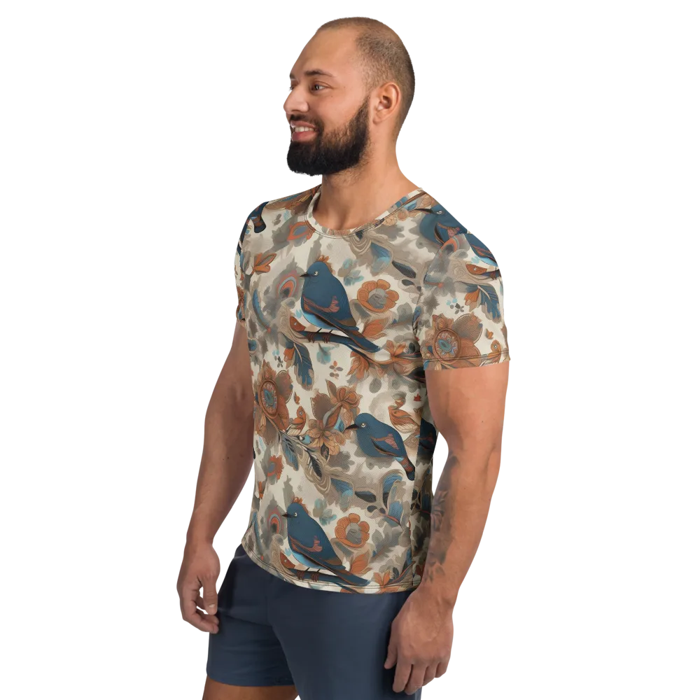 Cobalt Aviary on Men's Athletic T-Shirt — Left