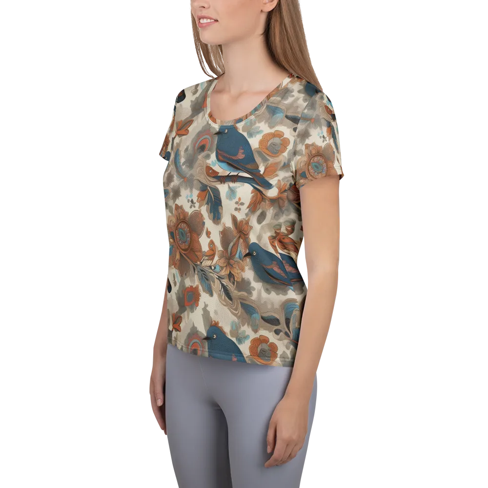 Cobalt Aviary on Women's Athletic T-Shirt — Left