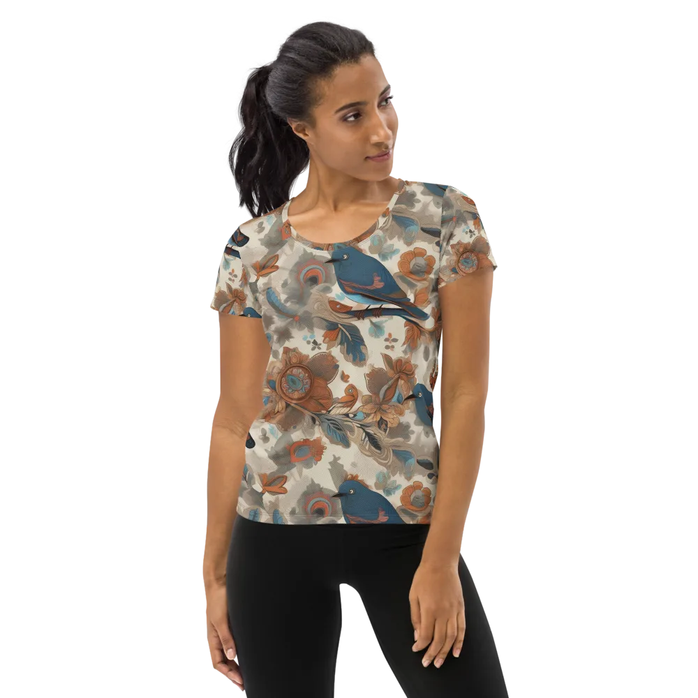 Cobalt Aviary on Women's Athletic T-Shirt — Front